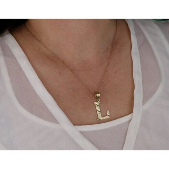 Pendant Only 10k Yellow Gold Letter L Initial Monogram Pendant - Picture 2 of 6